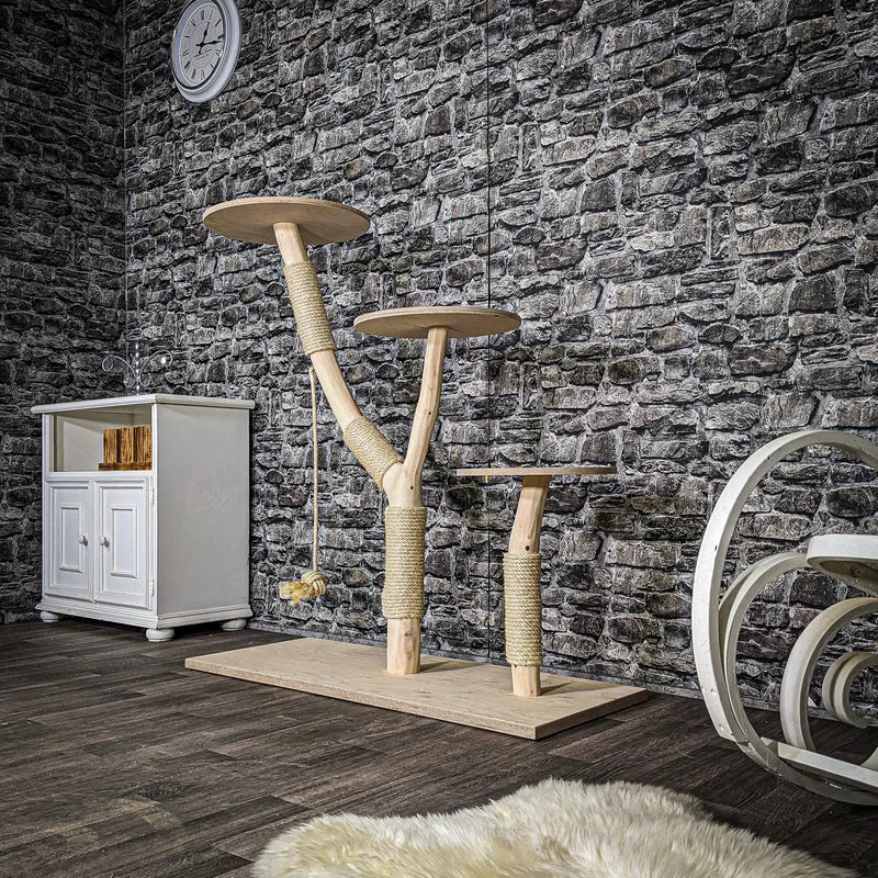 Naturkratzbaum 3594 Kratzbaum Natur Holz Design 123 cm hoch Katzenbaum