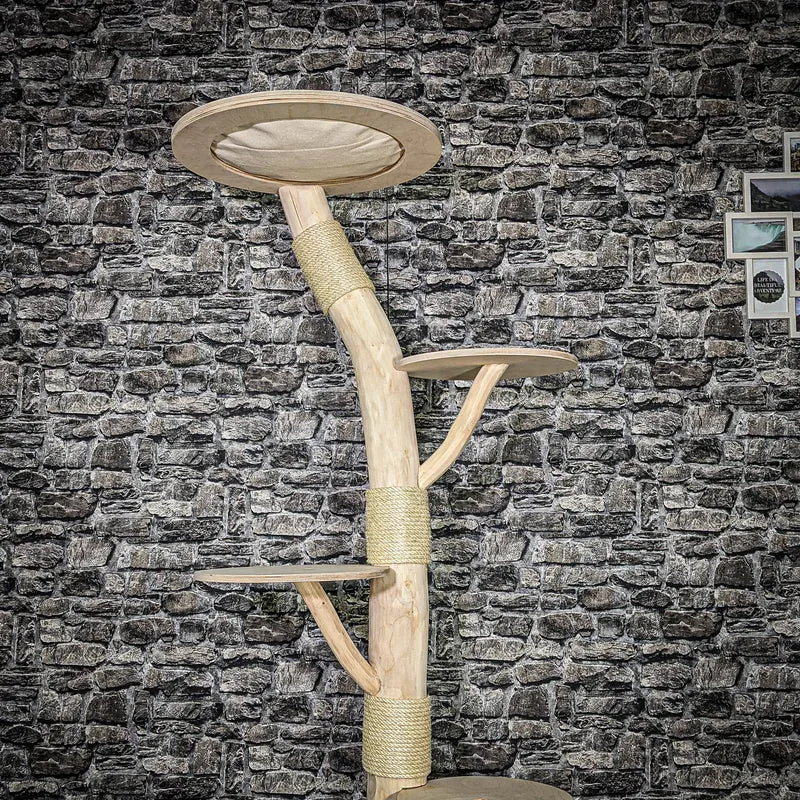 Naturkratzbaum 3590 Kratzbaum Natur Holz Design 186 cm hoch Katzenbaum