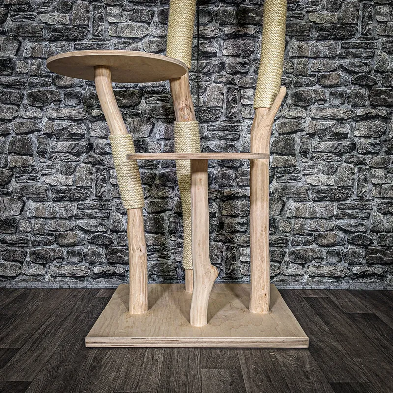 Naturkratzbaum 3586 Kratzbaum Natur Holz Design 145 cm hoch Katzenbaum