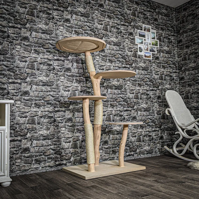 Naturkratzbaum 3580 Kratzbaum Natur Holz Design 145 cm hoch Katzenbaum