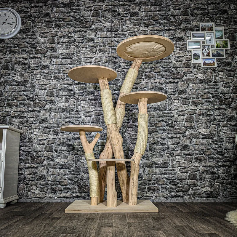 Naturkratzbaum 3577 Kratzbaum Natur Holz Design 156 cm hoch Katzenbaum