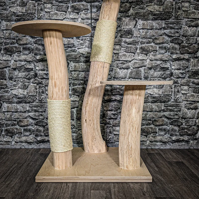 Naturkratzbaum 3576 Kratzbaum Natur Holz Design 112 cm hoch Katzenbaum