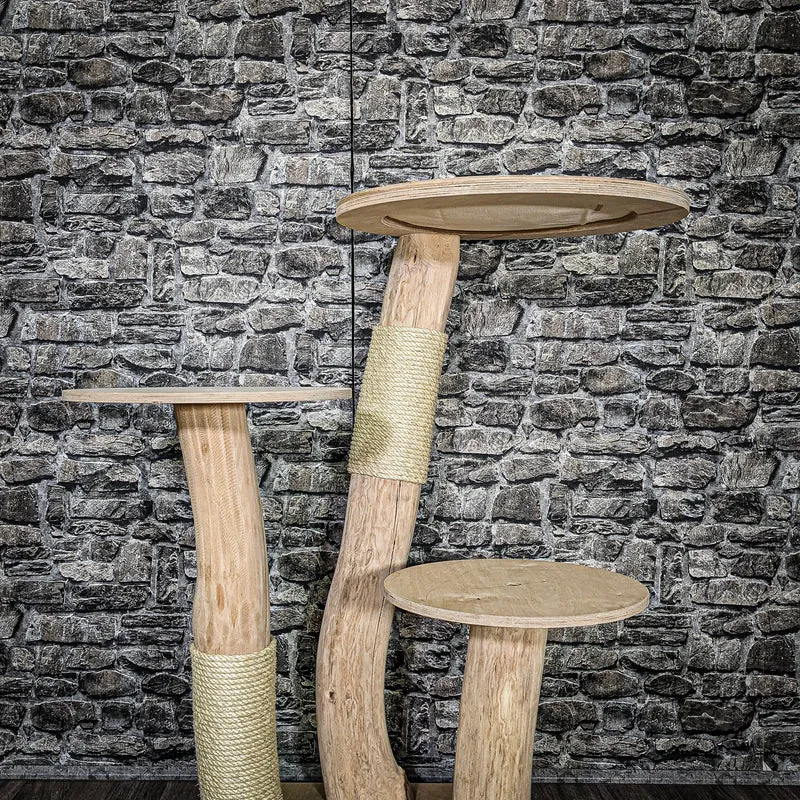 Naturkratzbaum 3576 Kratzbaum Natur Holz Design 112 cm hoch Katzenbaum