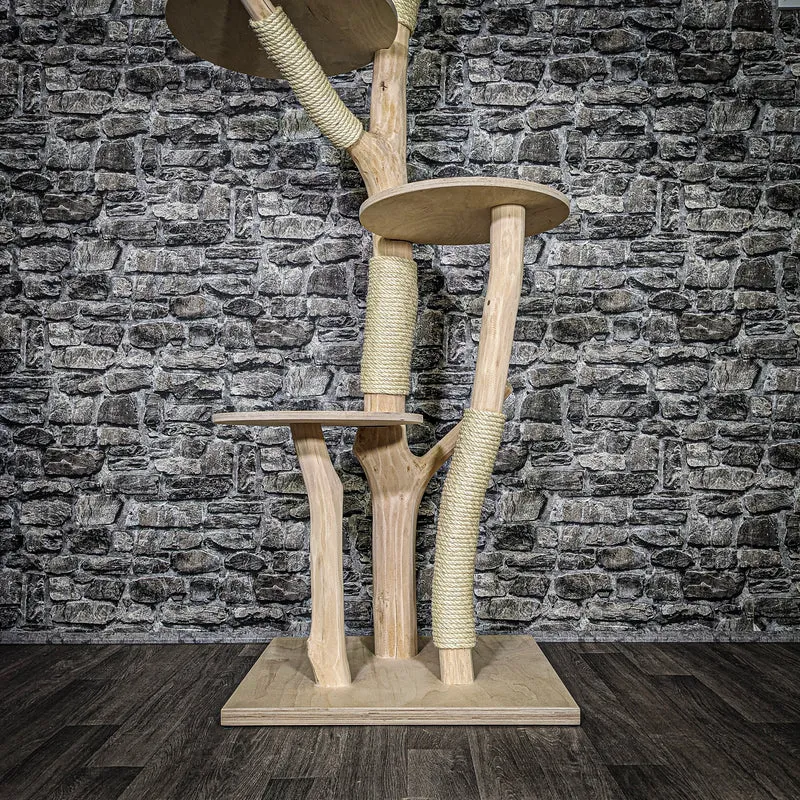 Naturkratzbaum 3575 Kratzbaum Natur Holz Design 176 cm hoch Katzenbaum