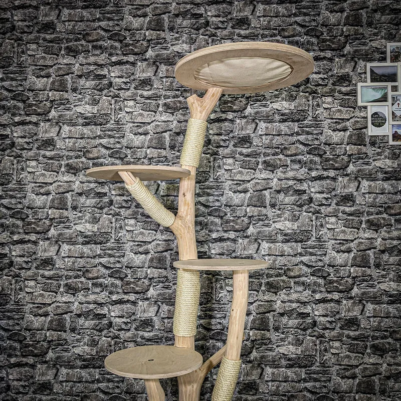 Naturkratzbaum 3575 Kratzbaum Natur Holz Design 176 cm hoch Katzenbaum