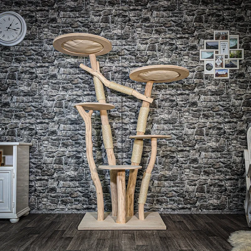 Naturkratzbaum 3574 Kratzbaum Natur Holz Design 175 cm hoch Katzenbaum