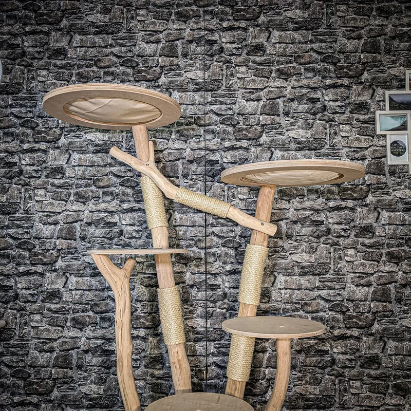 Naturkratzbaum 3574 Kratzbaum Natur Holz Design 175 cm hoch Katzenbaum