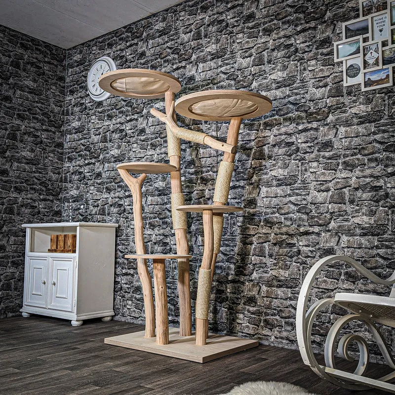 Naturkratzbaum 3574 Kratzbaum Natur Holz Design 175 cm hoch Katzenbaum