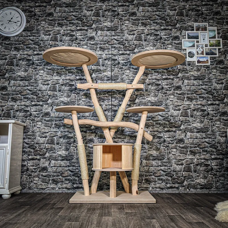Naturkratzbaum 3572 Kratzbaum Natur Holz Design 146 cm hoch Katzenbaum