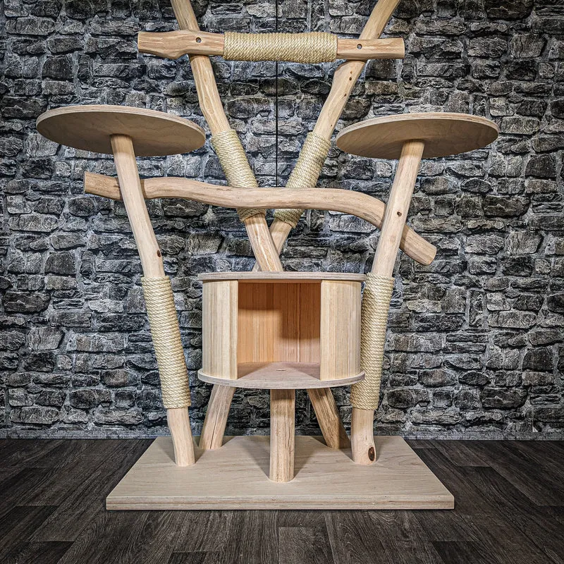 Naturkratzbaum 3572 Kratzbaum Natur Holz Design 146 cm hoch Katzenbaum