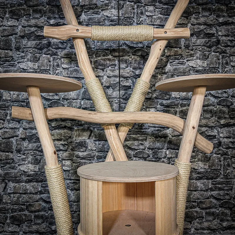 Naturkratzbaum 3572 Kratzbaum Natur Holz Design 146 cm hoch Katzenbaum