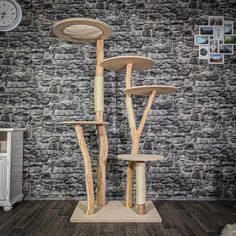 Naturkratzbaum 3002 Kratzbaum Natur Holz Design 176 cm hoch Katzenbaum