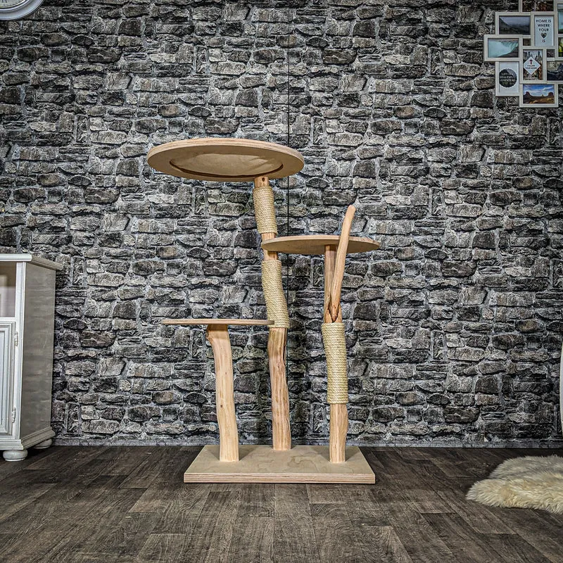 Naturkratzbaum 3571 Kratzbaum Natur Holz Design 113 cm hoch Katzenbaum