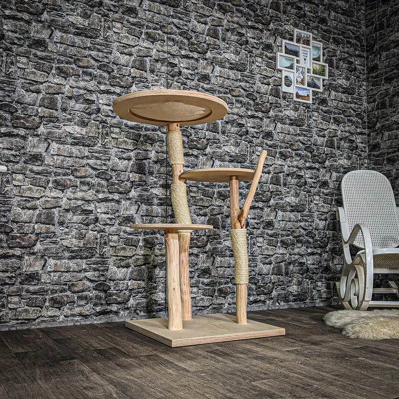 Naturkratzbaum 3571 Kratzbaum Natur Holz Design 113 cm hoch Katzenbaum