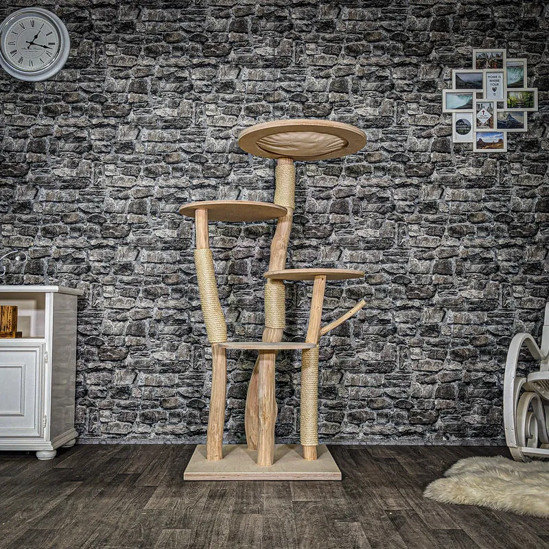 Naturkratzbaum 3569 Kratzbaum Natur Holz Design 145 cm hoch Katzenbaum