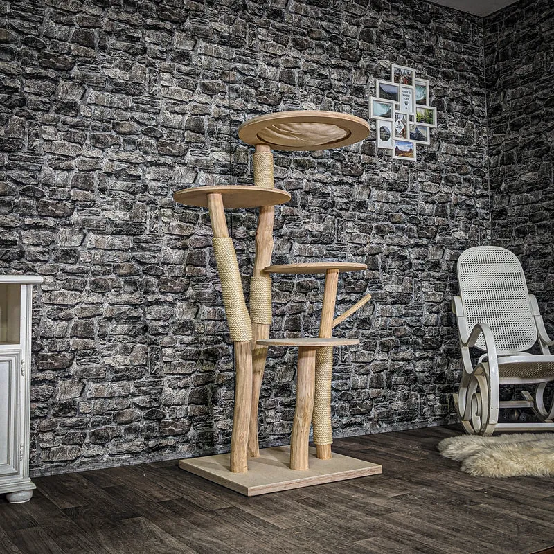 Naturkratzbaum 3569 Kratzbaum Natur Holz Design 145 cm hoch Katzenbaum