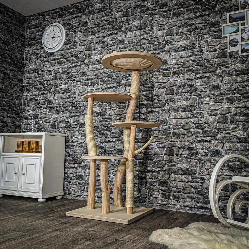 Naturkratzbaum 3569 Kratzbaum Natur Holz Design 145 cm hoch Katzenbaum
