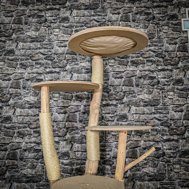 Naturkratzbaum 3569 Kratzbaum Natur Holz Design 145 cm hoch Katzenbaum