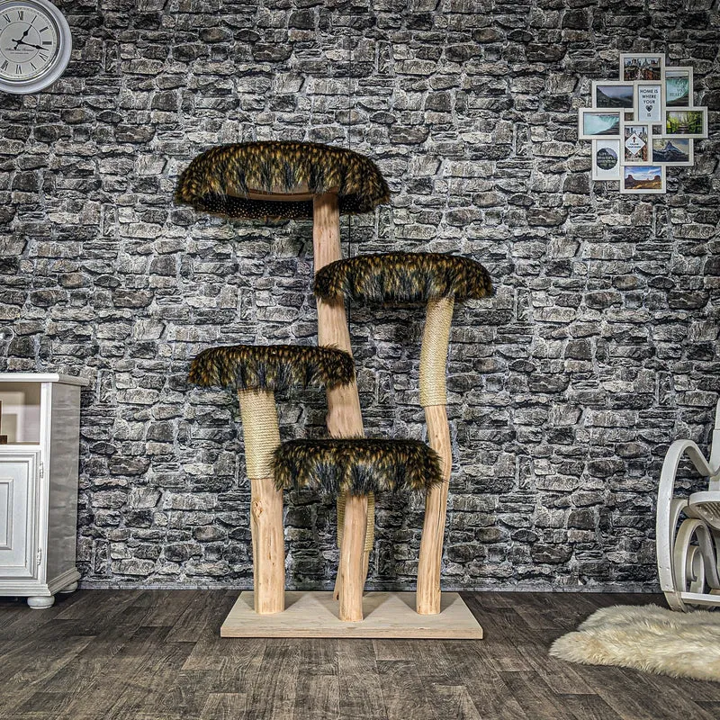 Naturkratzbaum 3568 Kratzbaum Natur Holz Design 144 cm hoch Katzenbaum