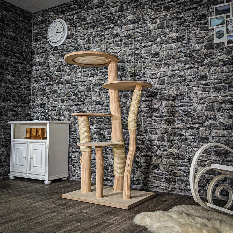Naturkratzbaum 3568 Kratzbaum Natur Holz Design 144 cm hoch Katzenbaum