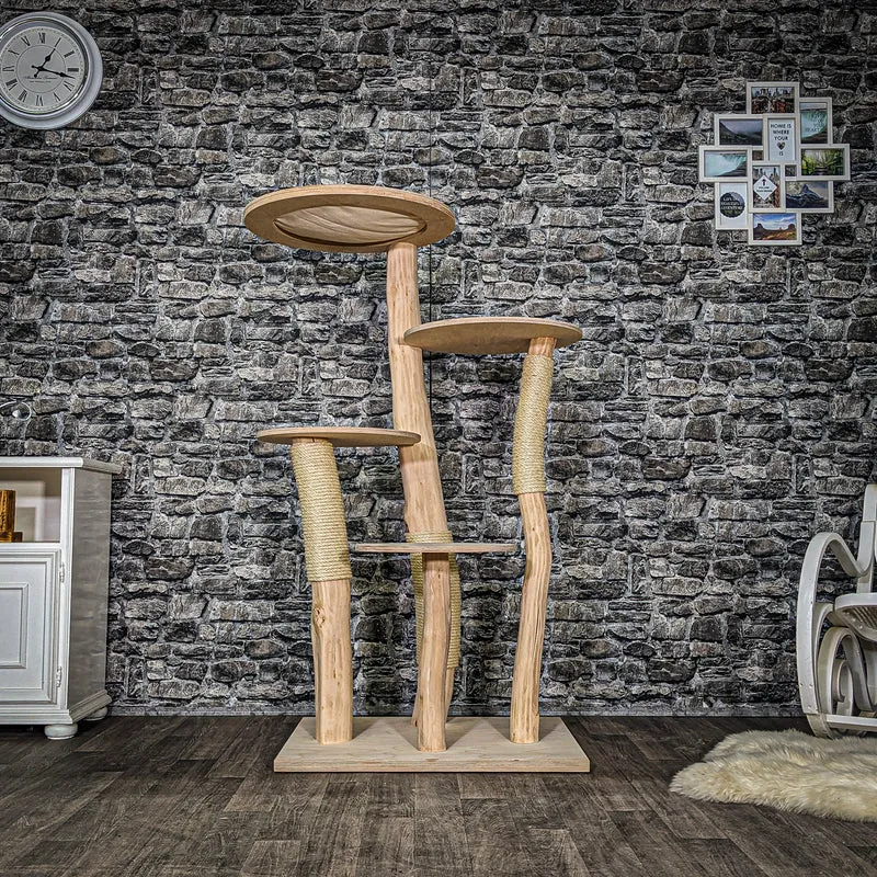 Naturkratzbaum 3568 Kratzbaum Natur Holz Design 144 cm hoch Katzenbaum