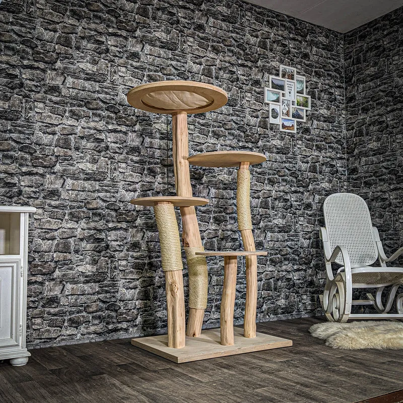 Naturkratzbaum 3568 Kratzbaum Natur Holz Design 144 cm hoch Katzenbaum