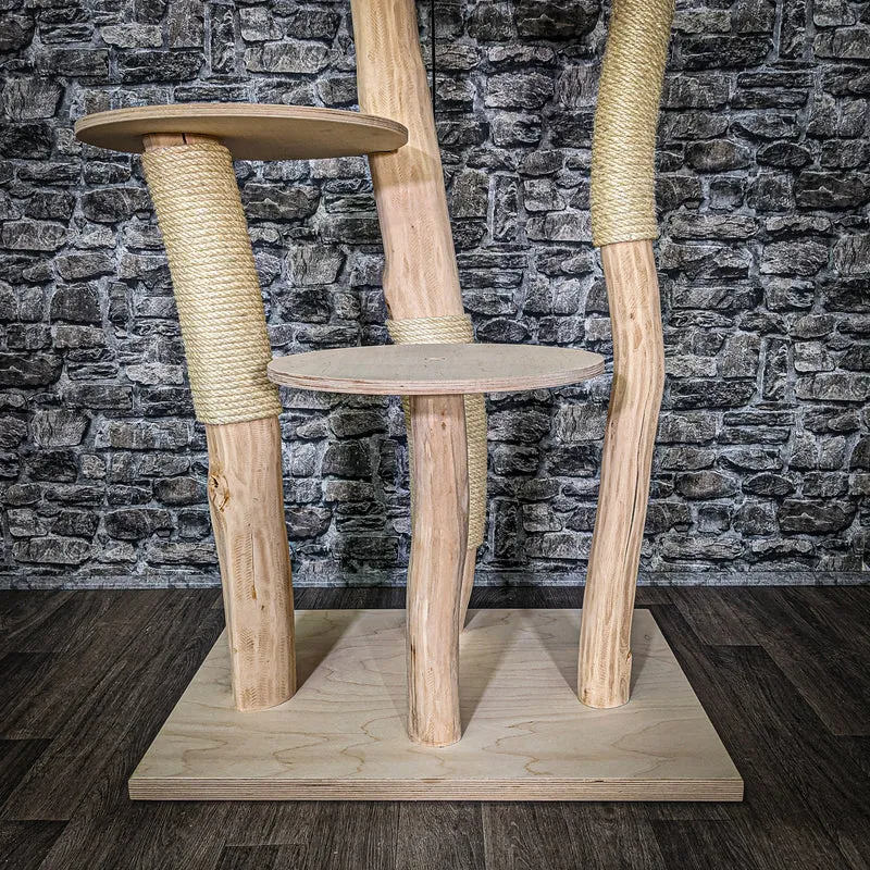 Naturkratzbaum 3568 Kratzbaum Natur Holz Design 144 cm hoch Katzenbaum