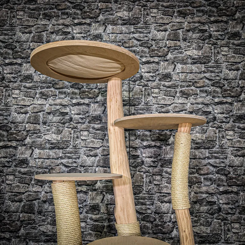 Naturkratzbaum 3568 Kratzbaum Natur Holz Design 144 cm hoch Katzenbaum