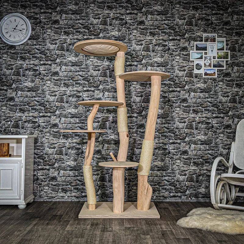 Naturkratzbaum 3566 Kratzbaum Natur Holz Design 174 cm hoch Katzenbaum