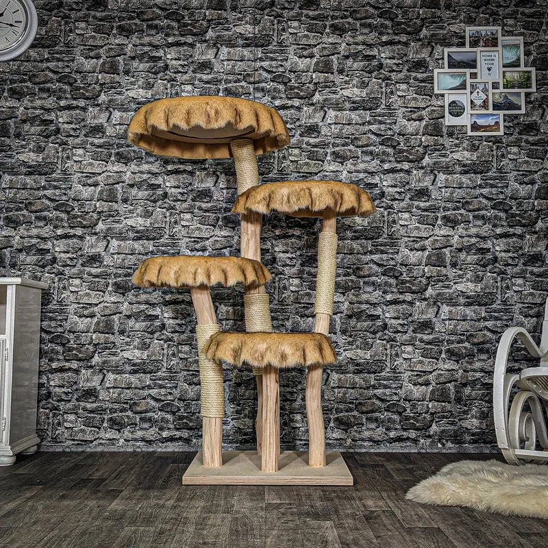 Naturkratzbaum 3564 Kratzbaum Natur Holz Design 144 cm hoch Katzenbaum