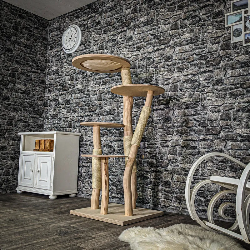 Naturkratzbaum 3564 Kratzbaum Natur Holz Design 144 cm hoch Katzenbaum