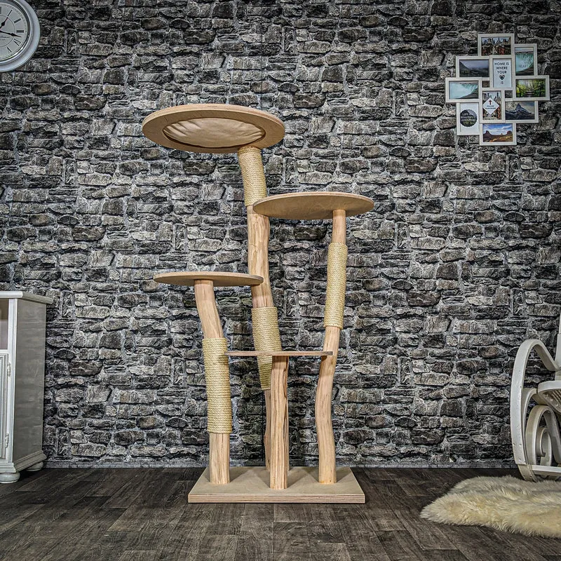 Naturkratzbaum 3564 Kratzbaum Natur Holz Design 144 cm hoch Katzenbaum