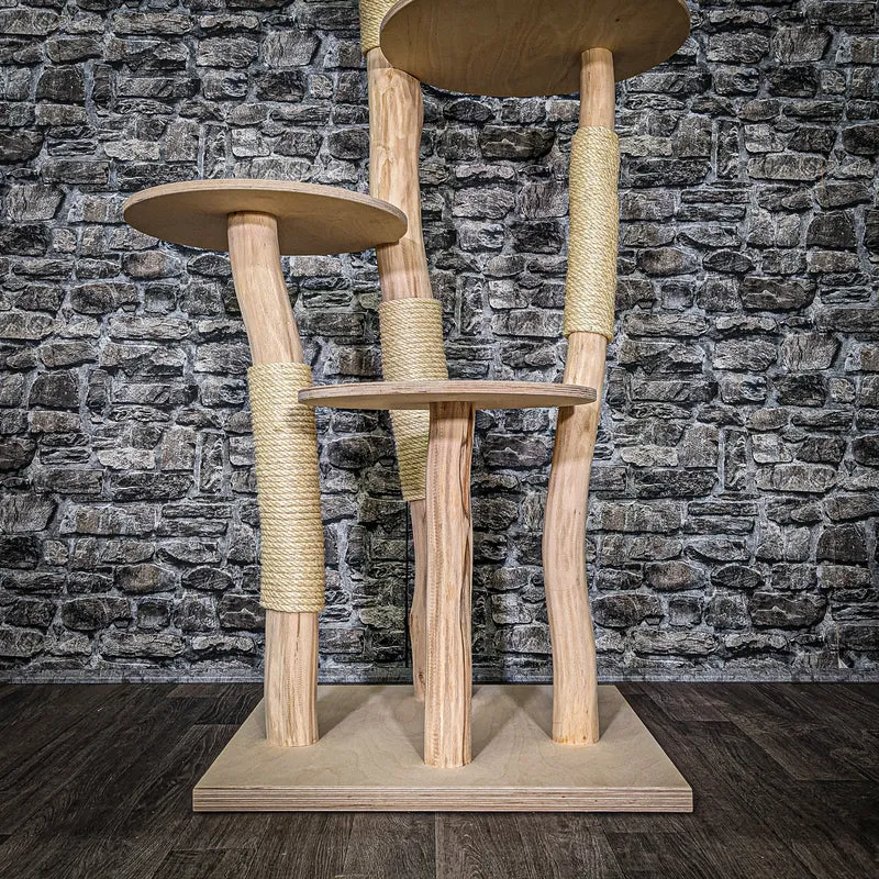 Naturkratzbaum 3564 Kratzbaum Natur Holz Design 144 cm hoch Katzenbaum