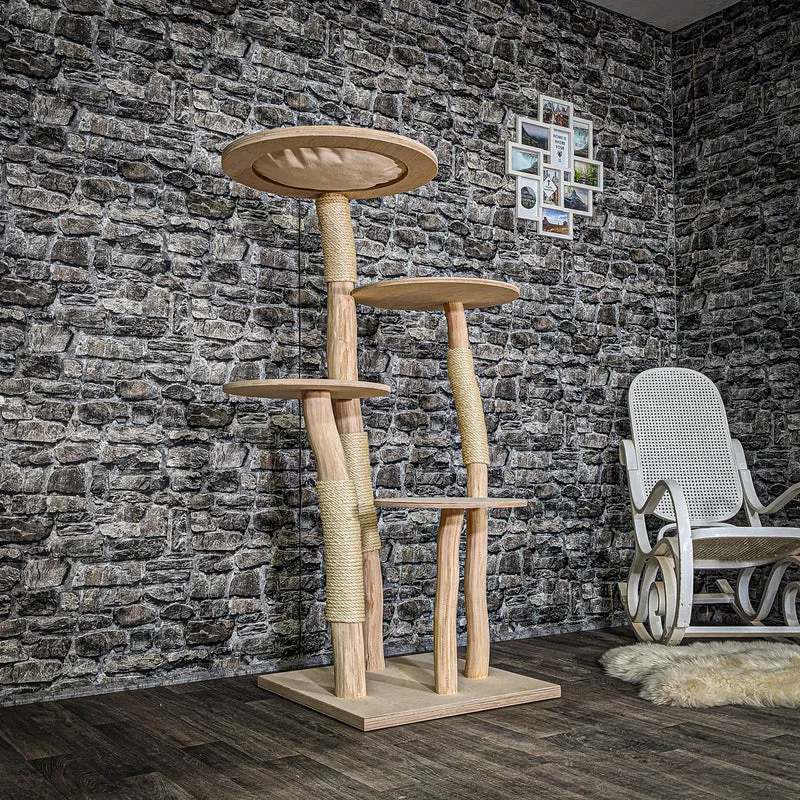 Naturkratzbaum 3564 Kratzbaum Natur Holz Design 144 cm hoch Katzenbaum