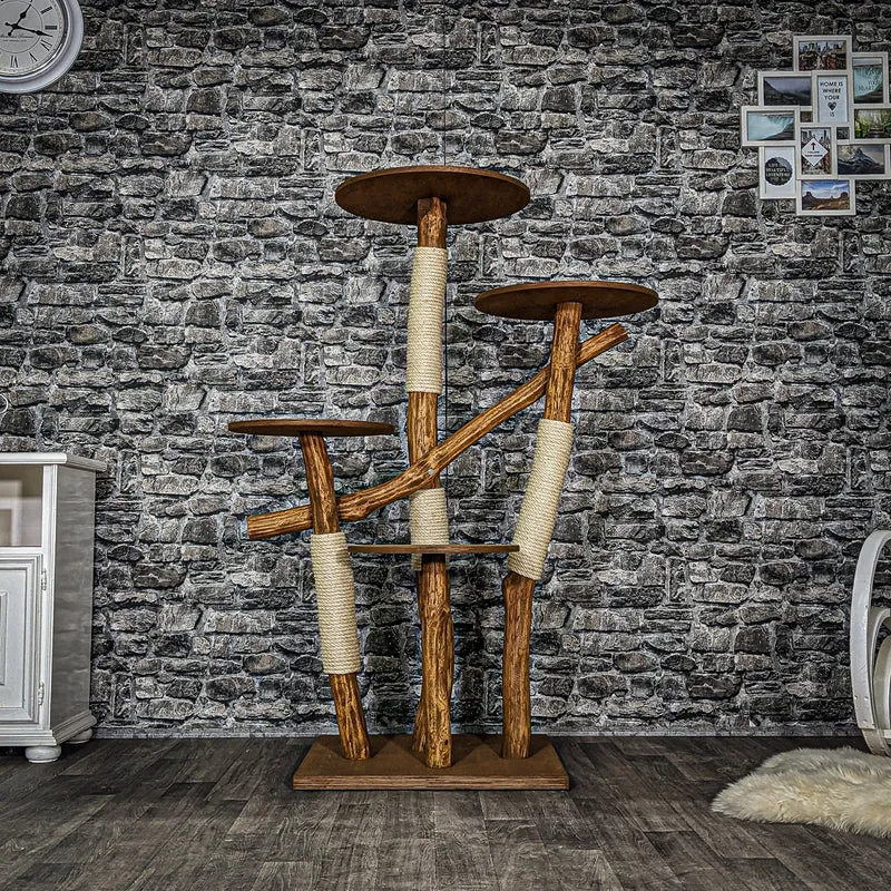 Outdoor Naturkratzbaum 3563 Kratzbaum Natur Holz Design 145 cm hoch Katzenbaum