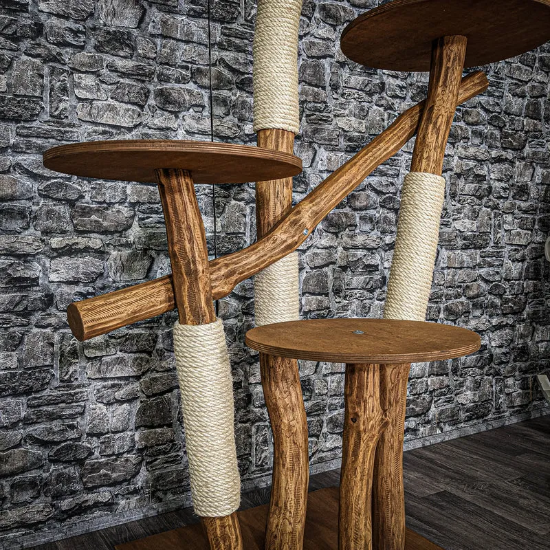 Outdoor Naturkratzbaum 3563 Kratzbaum Natur Holz Design 145 cm hoch Katzenbaum