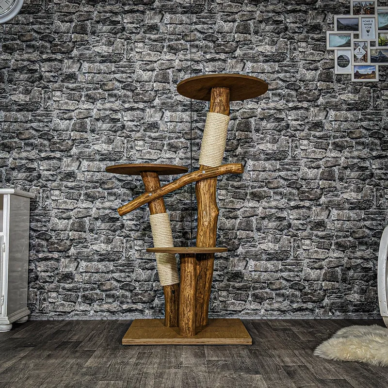Outdoor Naturkratzbaum 3562 Kratzbaum Natur Holz Design 135 cm hoch Katzenbaum