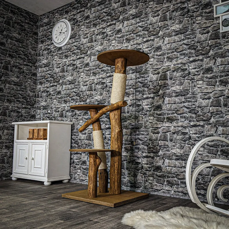 Outdoor Naturkratzbaum 3562 Kratzbaum Natur Holz Design 135 cm hoch Katzenbaum