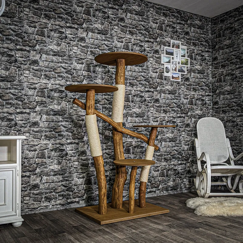 Outdoor Naturkratzbaum 3561 Kratzbaum Natur Holz Design 158 cm hoch Katzenbaum