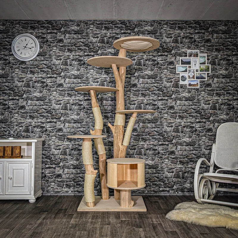 Naturkratzbaum 3560 Kratzbaum Natur Holz Design 200 cm hoch Katzenbaum
