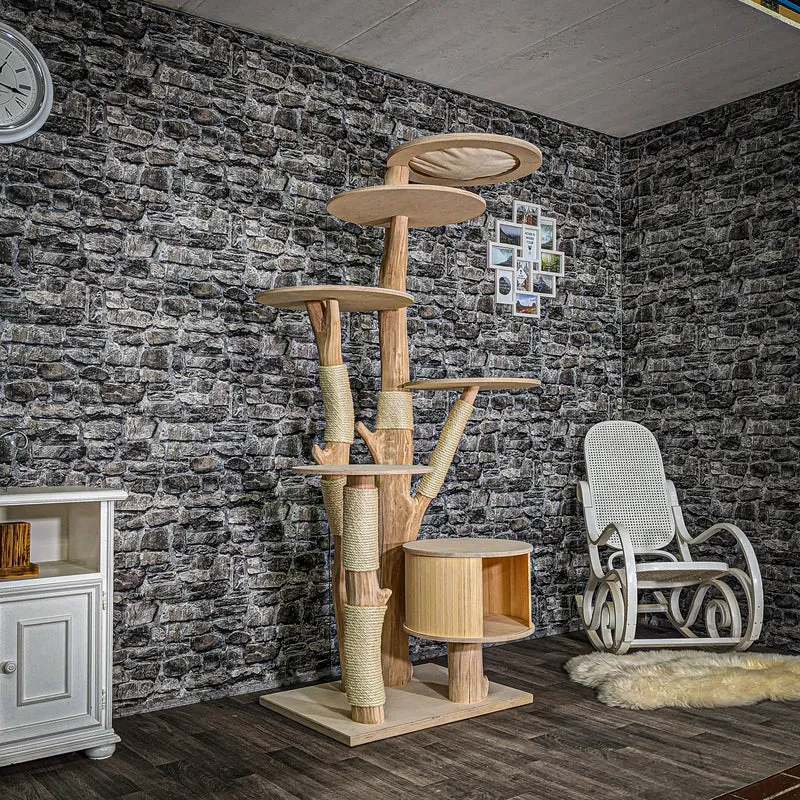 Naturkratzbaum 3560 Kratzbaum Natur Holz Design 200 cm hoch Katzenbaum