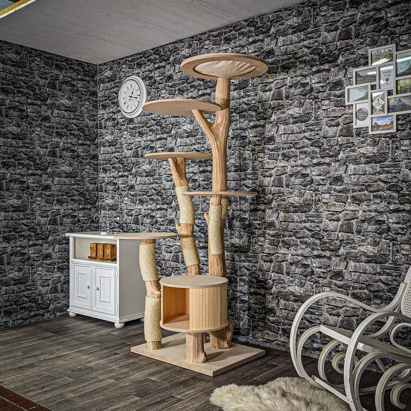 Naturkratzbaum 3560 Kratzbaum Natur Holz Design 200 cm hoch Katzenbaum