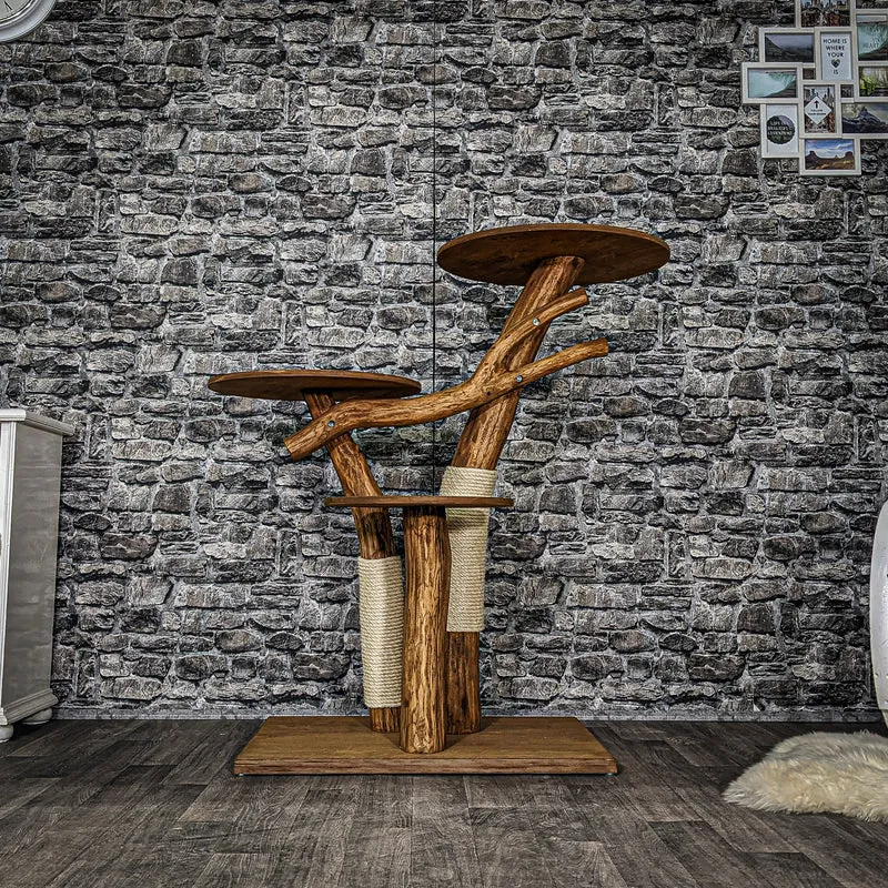 Outdoor Naturkratzbaum 3559 Kratzbaum Natur Holz Design 115 cm hoch Katzenbaum
