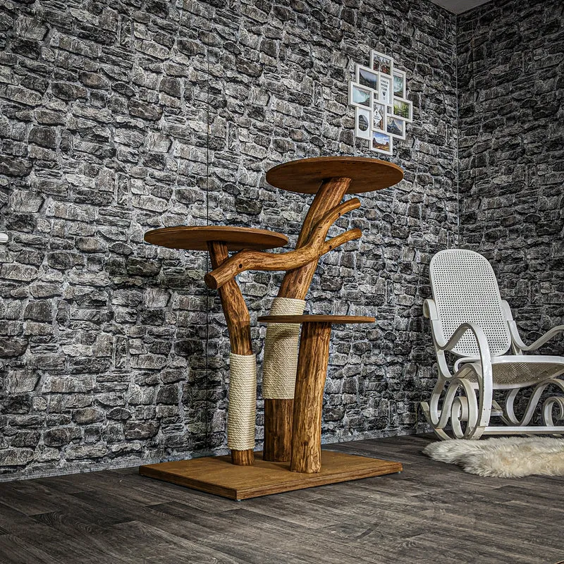 Outdoor Naturkratzbaum 3559 Kratzbaum Natur Holz Design 115 cm hoch Katzenbaum