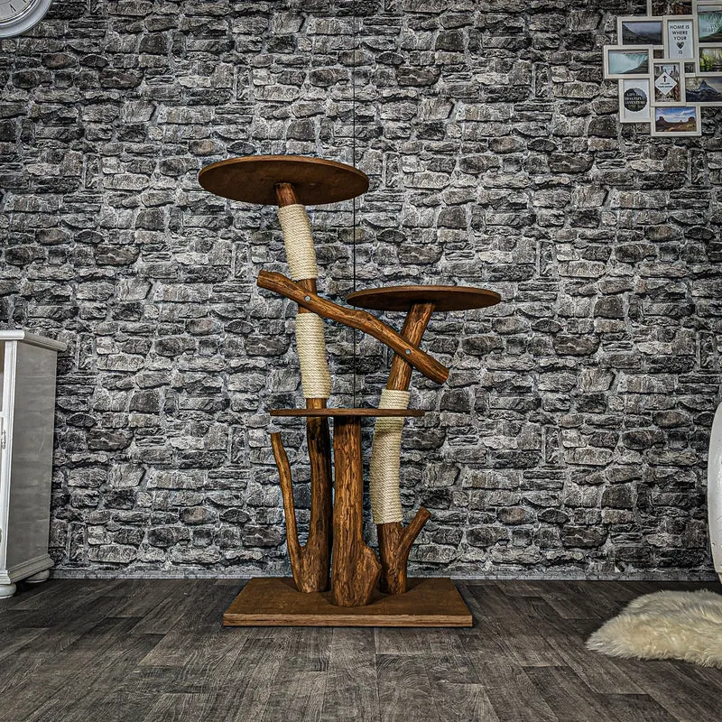 Outdoor Naturkratzbaum 3558 Kratzbaum Natur Holz Design 123 cm hoch Katzenbaum