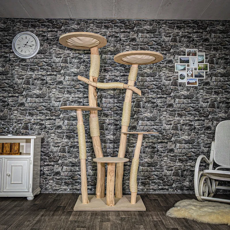 Naturkratzbaum 3555 Kratzbaum Natur Holz Design 196 cm hoch Katzenbaum