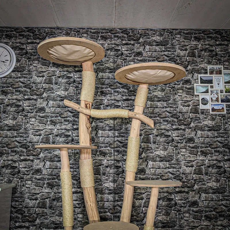 Naturkratzbaum 3555 Kratzbaum Natur Holz Design 196 cm hoch Katzenbaum