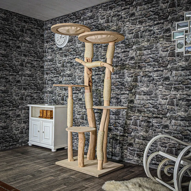 Naturkratzbaum 3555 Kratzbaum Natur Holz Design 196 cm hoch Katzenbaum