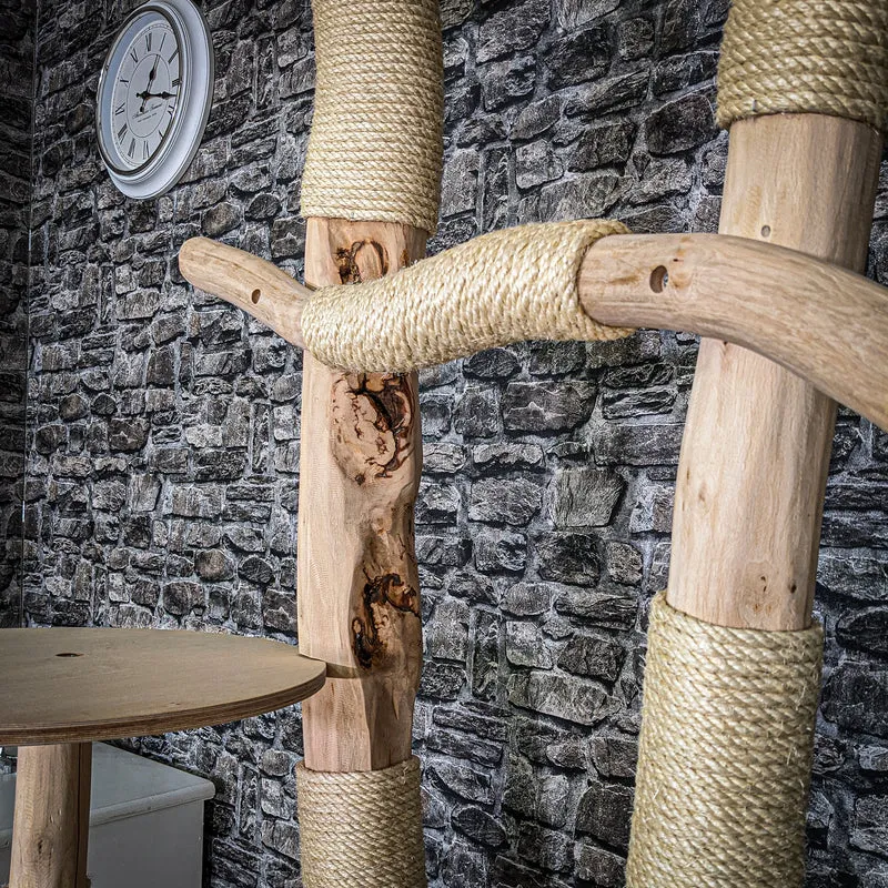 Naturkratzbaum 3555 Kratzbaum Natur Holz Design 196 cm hoch Katzenbaum