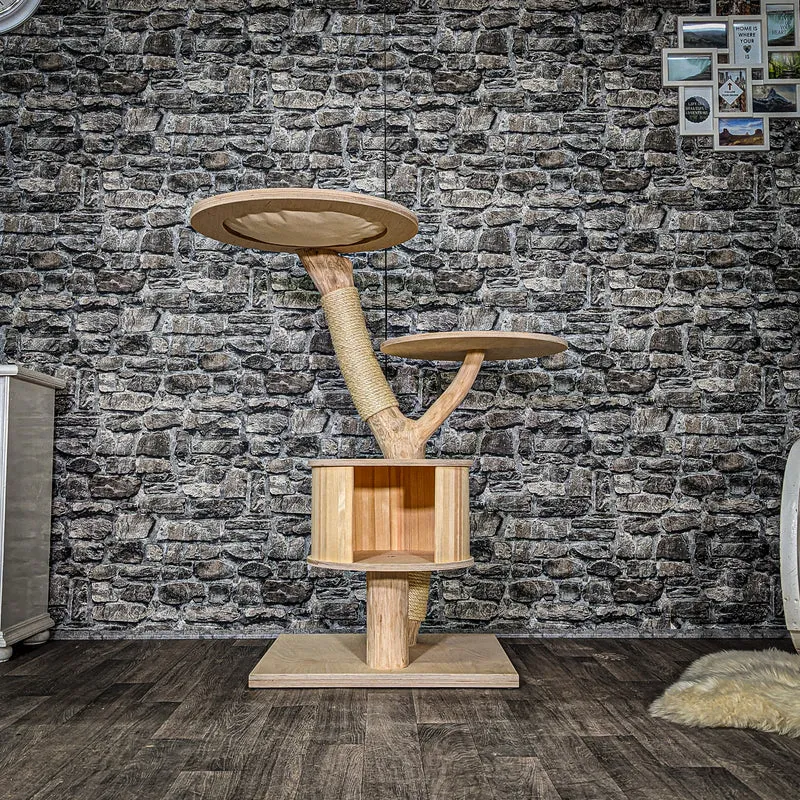 Naturkratzbaum 3553 Kratzbaum Natur Holz Design 114 cm hoch Katzenbaum